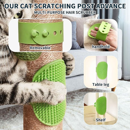 Cat Scratching Post 33" Tall Sisal Rope Cat Scratcher for Indoor Cats with Cat Toys Interactive Ball Self Groomer for Kittens Cats Adults