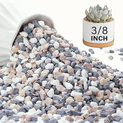 NUPICK 12 lbs Pebbles for Indoor Plants, 3/8 Inch Pea Gravel for Fish Tank, Decorative Rocks for Succulent, Natural River Stones for Vases, Cactus, Landscaping, Bird Bath, Aquarium, Mixed