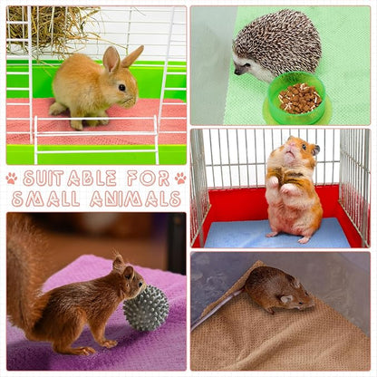 10 Pcs Guinea Pig Cage Liners Washable Rat Bedding for Guinea Pigs Controlling Absorbent Waterproof Pee Pads Blanket for Rabbits Hamster Small Animals Chinchilla(18 x 24 Inch,Multicolor)