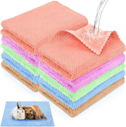 10 Pcs Guinea Pig Cage Liners Washable Rat Bedding for Guinea Pigs Controlling Absorbent Waterproof Pee Pads Blanket for Rabbits Hamster Small Animals Chinchilla(18 x 24 Inch,Multicolor)