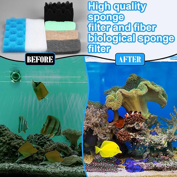 32 Pcs Filter Media Compatible with 306/307 Filters, Aquarium Replacement Maintenance Kit Including Biological Sponge, Ammonia/Phosphate/Nitrite Remover Pad, Aquarium Towel, Grease