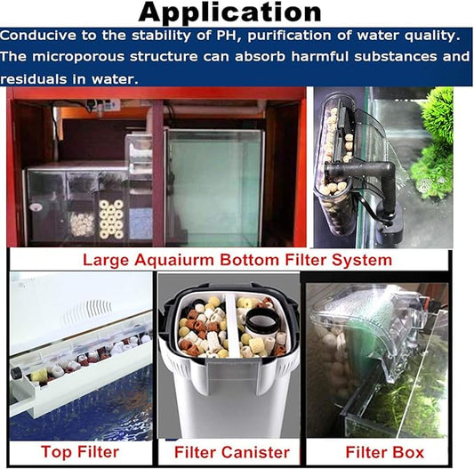 17OZ Aquarium Filter Mixed Ceramic Small Balls Media, Fish Tank Water Filtration Pond Filter Ceramic Rings Brown Volcanic Rock for Water Quality Improve, PH Adjust