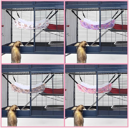 Geelin 4 Pcs Cat Hammock for Cage Hanging Soft Pet Hammock Bed with Adjustable Straps and Metal Hooks Double Sided Bed for Large & Small Cats Ferret Rat Sugar Glider Puppy(Paw,16 x 20 Inch)