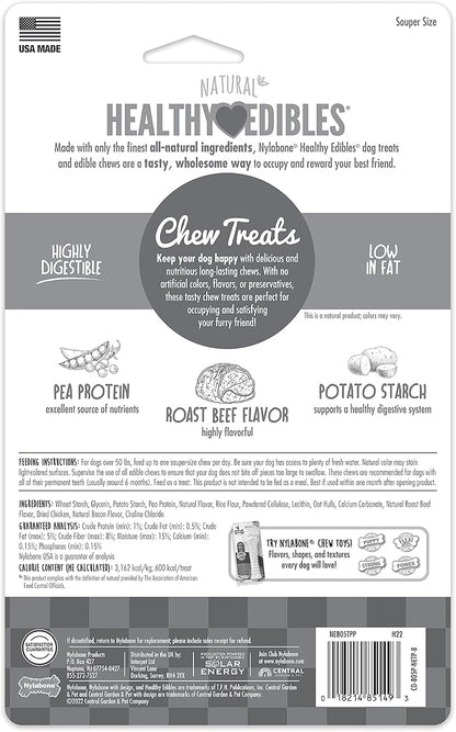 Nylabone Healthy Edibles Natural Dog Chews Long Lasting Roast Beef Flavor Treats for Dogs, X-Large/Souper (2 Count)