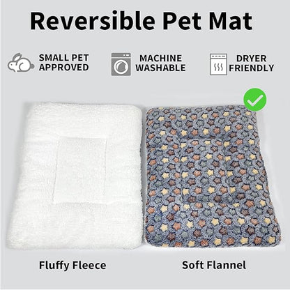 Amakunft 2 Pcs Guinea Pig Bed Mat Washable, Rabbit Winter Bed Pad for Indoor, Warm Small Animal Bed Mattres, Fleece Sleeping Pad for Bunny, Rat, Hedgehog, Sugar Glider, Chinchilla
