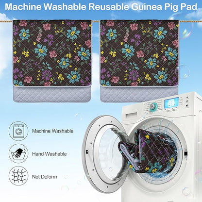 2 Pack Guinea Pig Bedding, Washable Guinea Pig Cage Liner Reusable Guinea Pig Mat Waterproof Guinea Pig Bedding for Cage, Super Absorbant Guinea Pig Pee Pads for Small Animals Hamster Rabbit Squirrel