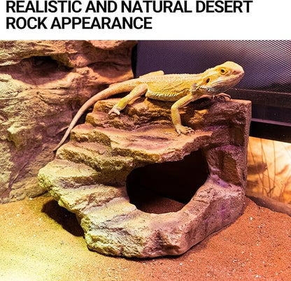 Resin Reptile Hideout Cave Reptile Habitat Tank Decor Terrarium Accessories for Bearded Dragon Leopard Gecko Lizards Turtle