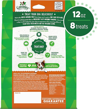 Greenies Large Dog Dental Treats, Sweet Potato Flavor, 12 oz. Pack (8 Treats)
