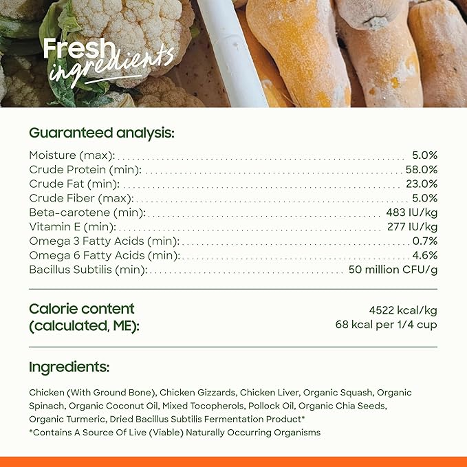 smallbatch Freeze Dried Dog Treats, Superfood Food Topper Chicken Bites for Dogs & Cats, Probiotics, Organic Ingredients, High Protein, Grain Free Healthy Treat Food Topper, Made in The USA, 7 oz Bag