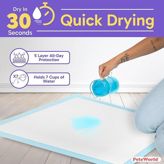 PETSWORLD 2XL Puppy Pads, 28x44 Inch, 800 Count| Ultra-Absorbent, Leak-Proof Dog Pee Pads for Potty Training