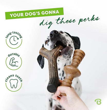 Benebone 2-Pack Maplestick/Zaggler Durable Dog Chew Toys, Real Maplewood, Real Bacon, Made in USA Large