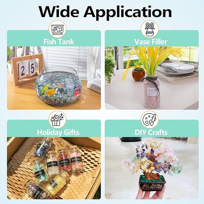 0.88 Lb Rose Quartz Crushed Stones Crystal Chips Bulk, Natural Gemstones Healing Reiki Crystals Mini Quartz Pebbles Irregular Shaped Decorative Vase Fillers Aquarium Gravel Rocks