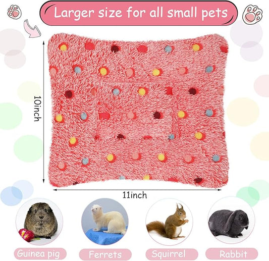 Jetec 3 Pcs Bunny Guinea Pig Beds Soft Bunny Mats Warm Guinea Pig Mat Small Animal Winter Bed Pads Fleece Sleeping Pads for Indoor Rabbit Hamster Squirrel Hedgehog Chinchilla Ferret(Dots)