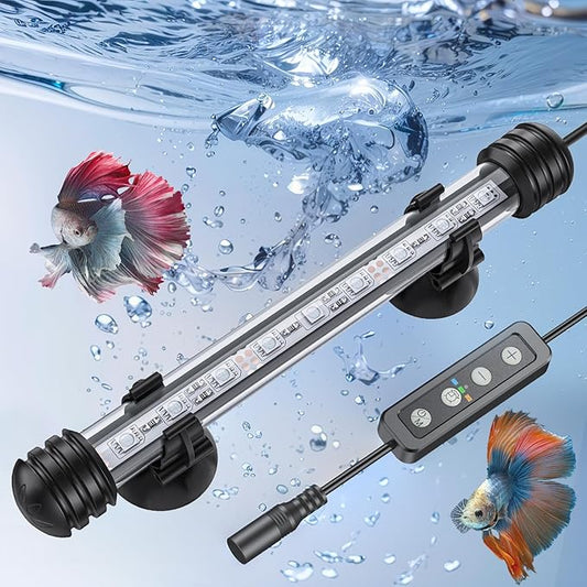 Pawfly 1.8 W Aquarium LED Light 7.5 Inch Underwater Fish Tank Light with Timer Auto On/Off Fish Tank Background Lights with 8 Lighting Modes Submersible Multi-Colored Tube Lights for Decoration
