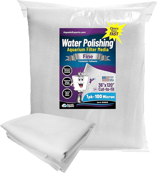 Aquatic Experts Aquarium Polishing Filter Pad, Aquarium Filter Pad, Aquarium Filter Floss for Fish Tank Filters, Water Polishing Pad for Aquarium Filters (36" x 120" Bulk, 100 Micron)