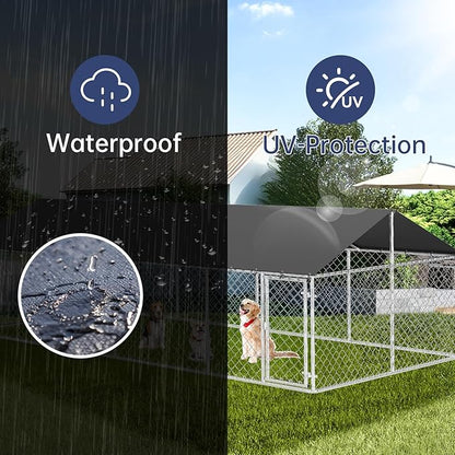 Outdoor Dog Enclosure Heavy Duty Dog Kennel House Mesh Dog Big Cage Pet Kennel Steel Fence with Secure Lock