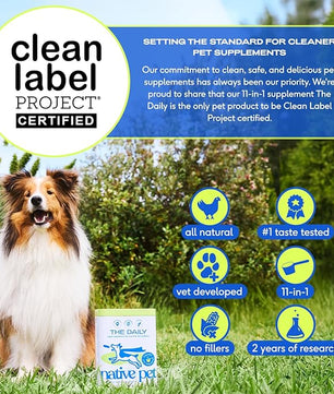 Native Pet Dog Vitamins & Supplements - 11-in-1 Multivitamin Powder for Dogs Food Topper - Collagen, Glucosamine, Probiotics, Omega & More- Supports Healthy Gut, Mobility & Overall Health -120 Scoops