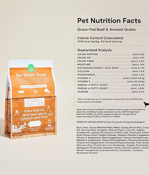 Open Farm, Ancient Grains Dry Dog Food, Protein-Rich & Nutrient Dense, 90% Animal Protein Mixed with Non-GMO Fruits, Veggies and Superfoods, Farmer's Table Pork Recipe, 11lb Bag