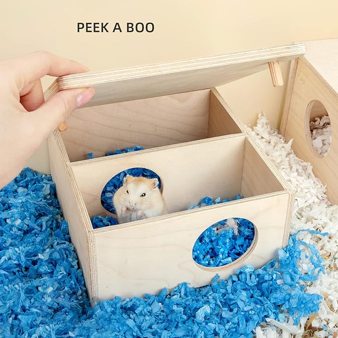 Niteangel Birch Chamber-Maze Hamster Hideout - Small Pets Woodland House Habitats Decor for Hamster Mice Gerbils Mouse