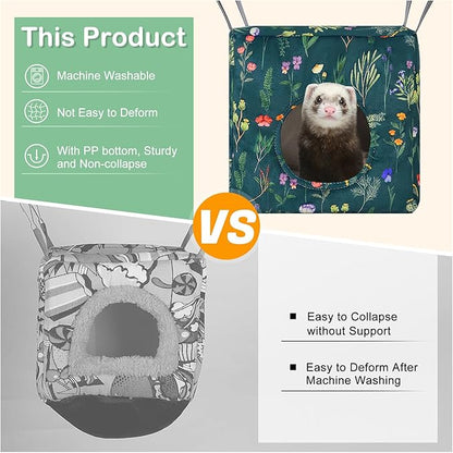 Glittme Ferret Hammock 4 Pack Ferret Cage Accessories Washable Rat Hammock Soft Guinea Pig Hammock for Ferrets, Rat, Sugar Glider, Squirrel