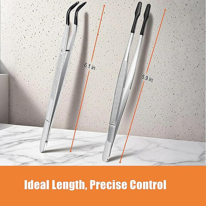 2Pcs 6 Inch Reptile Feeding Tongs with Soft Tips, Bearded Dragon Tank Accessories, Food Tweezer for Leopard Gecko, Crested Gecko, Jumping Spider, Frog, Snake, Chameleon and Red-eared Slider
