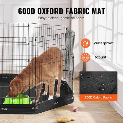 VEVOR Dog Playpen, 8 Pcs 30"H x 24"W Panels Foldable Metal Pet Exercise Pen, Dog Fence Indoor and Outdoor Pen with Door, 600D Oxford Fabric Bottom Pad, Pet Playpen for Dogs, Cats, Other Small Animals