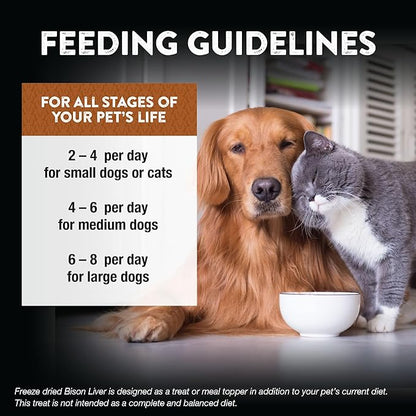 Northwest Naturals Raw Rewards Freeze-Dried Bison Liver Treats for Dogs and Cats - Bite-Sized Pieces - Healthy, 1 Ingredient, Human Grade Pet Food, All Natural, Proudly Made in USA, 3 Oz (Pack of 3)