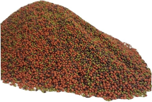 Aquatic Foods Inc. 0.5-0.8mm Ultra 3-Type Mix California Blackworm, Intense Red Coloring & Green GRO Floating Pellets All Cichlids, Tropical Fish and All Koi & Pond Fish - Small Jar 8oz