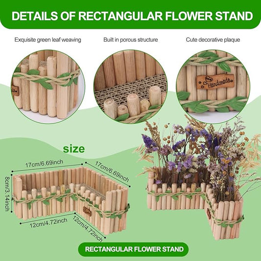 Hamster Cage Sprays Flower Foraging Holder - Natural Wood Feeding Stand, Small Pet Habitat Accessories for Hamsters Mouse Guinea Pig Dwarf Gerbils Syrian Mice (L Shape)