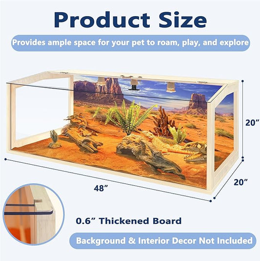 PROLEE Bearded Dragon Tank,Lizard Tank with Clear Tempered Glass Roof,Anti-Scratch Reptile Enclosure, Snake Tank and Reptile Tank,Built-in Light Fixtures with Switch (77 Gallons)