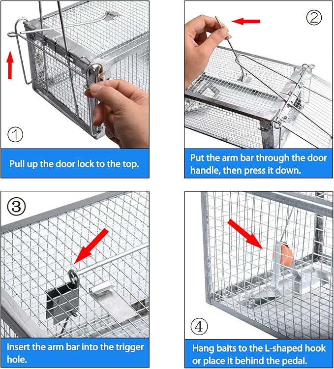 Gingbau 2-Pack Chipmunk Traps Humane Live Mouse Rat Cage Traps for Indoors and Outdoors