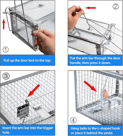 Gingbau 2-Pack Chipmunk Traps Humane Live Mouse Rat Cage Traps for Indoors and Outdoors
