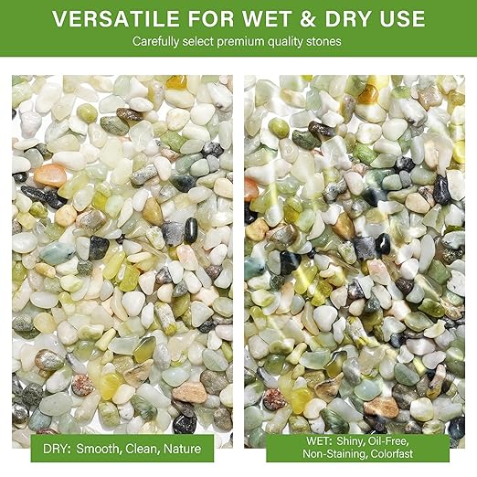 NUPICK 6 lbs Pebbles for Indoor Plants, 3/8 Inch Pea Gravel for Fish Tank, Polished Decorative Rocks for Succulent, Natural River Stones for Vases, Cactus, Landscaping, Bird Bath, Aquarium, Jade