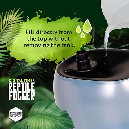 Evergreen Pet Supplies Reptile Fogger Humidifier - 4L Tank, Digital Timer - Automatic Misting System for Terrarium & Amphibian Enclosures