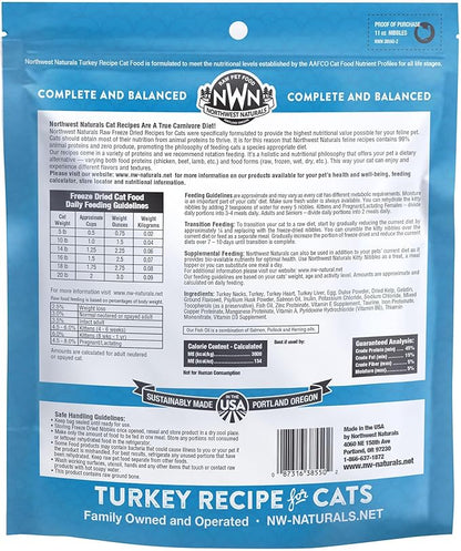 Northwest Naturals Freeze-Dried Turkey Cat & Kitten Food – Bite-Sized Nibbles – Healthy, Limited, Human-Grade Ingredients, All-Natural, High-Protein Raw Diet – Complete & Balanced – 11 oz (Pack of 3)