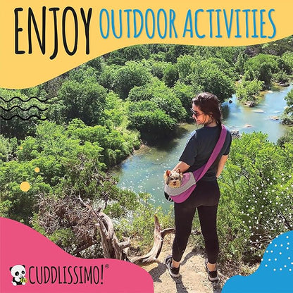 Pet Sling Carrier - Soft Front-Chest Carrying Bag for Small Pets (Ideal for Dogs, Puppies & Cats 6–10 lbs) - Carefully Sized for Yorkshire Terrier, Maltese, Toy Poodle, Papillon -(Pink-L)