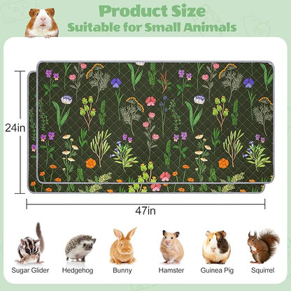 2 Pack Guinea Pig Bedding, Washable Guinea Pig Cage Liner Reusable Guinea Pig Mat Waterproof Guinea Pig Bedding for Cage, Super Absorbant Guinea Pig Pee Pads for Small Animals Hamster Rabbit Squirrel