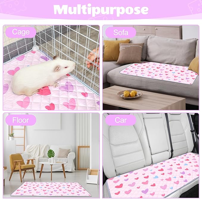 2 Pack Guinea Pig Bedding, Washable Guinea Pig Cage Liner Reusable Guinea Pig Mat Waterproof Guinea Pig Bedding for Cage, Super Absorbant Guinea Pig Pee Pads for Small Animals Hamster Rabbit Squirrel