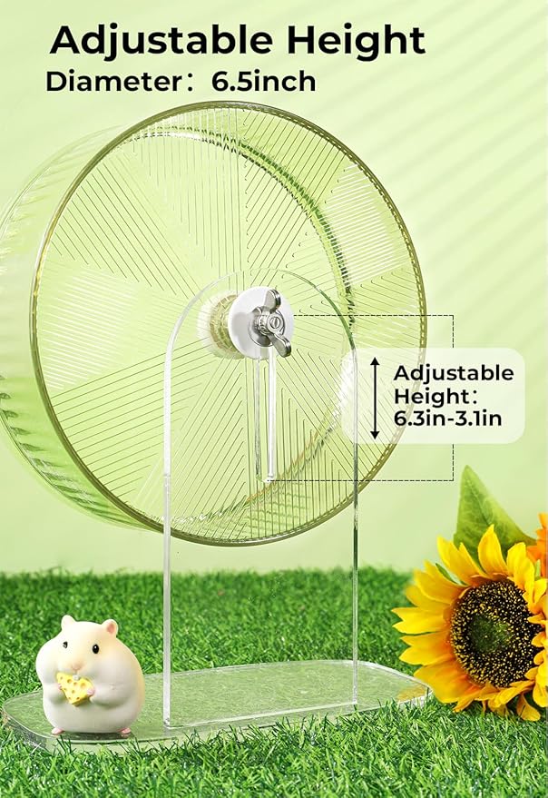 Super-Silent Hamster Exercise Wheel: Silent Spin Toys Hamster Running Wheels with Height Adjustable Stand for Hamsters Gerbils Mice Or Other Small Animals -6.5inch Purple