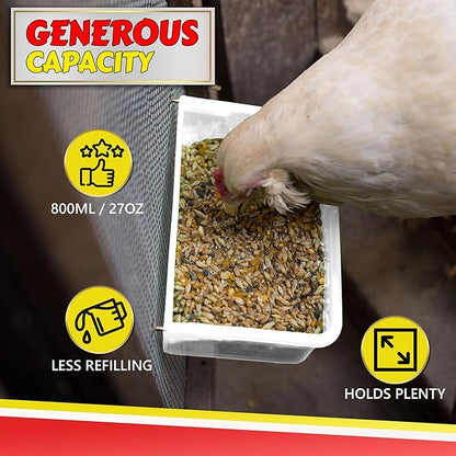 Chicken Cage Cup, 27oz - for Water, Treat, Feed and More - Small Feeder and Waterer Dish for Duck, Baby Chick, Pigeon, Quail, Gamefoul, Parakeet - Poultry Accessories for Bird Cages, White