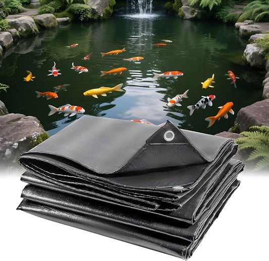 10 x 15 FT Pond Liner, 20 Mil Pond Liners for Outdoor Ponds, HDPE Pond Liner Leakproof Ecofriendly Easy Cut, Fish Pond Liner for Garden Ponds, Fish Ponds, Water Features