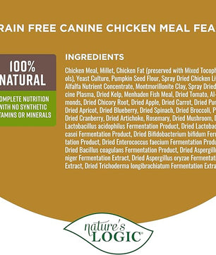 Nature's Logic Grain-Free Dry Dog Food - All-Natural, High Protein, No Synthetic Vitamins/Minerals - Gluten Free - Supports Healthy Digestion - All Breeds & Ages - Chicken Meal Feast, 4.4lbs