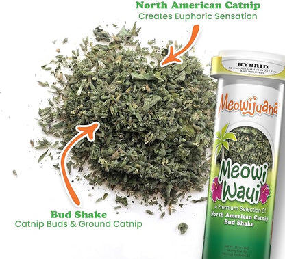 Meowijuana Pickle Bundle | Get Kickin' Refillable Spicy Pickle Toy and Meowi-Waui Catnip | Promotes Play and Cat Health | Includes North American Organic Catnip