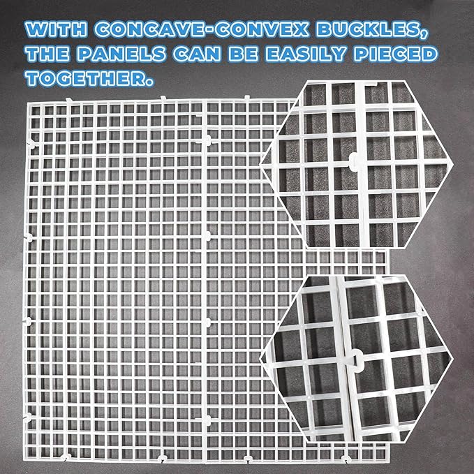 8 Pack Transparent Acrylic Tank Lid with Clips, Aquarium Lid Hood, Fish Tank Top Cover, Breeder Tank Lid, Acrylic Grid Panel Fish Tank Lid, Aquarium Cover Lid