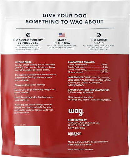 Amazon Brand - Wag Soft & Tender American Jerky Dog Treats – Turkey Recipe (24 oz)