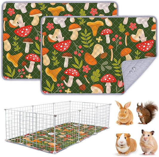 2 Pack Guinea Pig Bedding, Washable Guinea Pig Cage Liner Reusable Guinea Pig Mat Waterproof Guinea Pig Bedding for Cage, Super Absorbant Guinea Pig Pee Pads for Small Animals Hamster Rabbit Squirrel