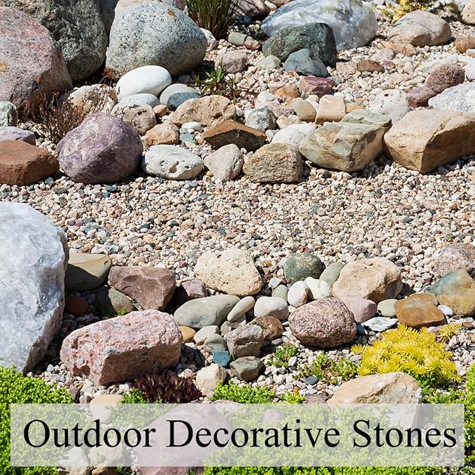 10 lbs Pea Gravel for Landscaping, 2/5 Inch Size Mixed Color River Rocks for Aquarium, Succulent, Vase Fillers, Cactus Bonsai, Plant Soil Cover and Outdoor Garden Rocks.