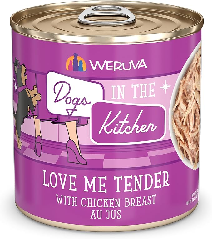 Weruva Dogs in The Kitchen, Love Me Tender with Chicken Breast Au Jus Dog Food, 10oz Can (Pack of 12)