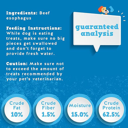 Jack&Pup Gullet Jerky Chew for Small Dogs | Single Ingredient Dog Treats with Glucosamine for Natural Joint Support (12" Gullet Sticks 20pk)