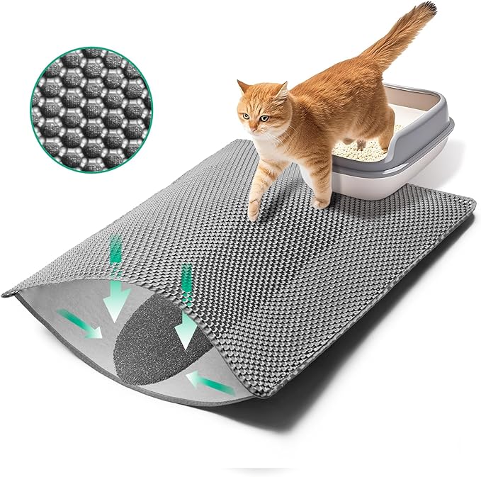 XXL 47''X 36'' Supper Large Cat Litter Box Mat,2 Layer Litter Mat for indoor cats,Rug for Pet kitty,Litter Trapping Mats,Waterproof Urine Proof,Non-Slip